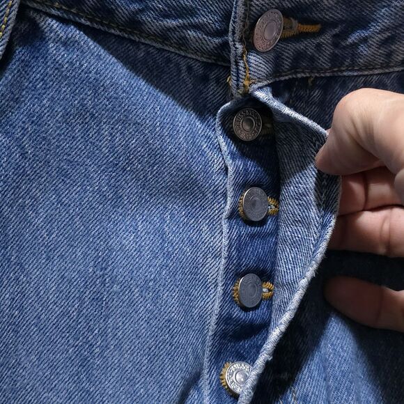 Levis 501 Light Wash Jeans 38x30 VTG 90s Retro Button Fly Distressed Grunge Work - Picture 6 of 16